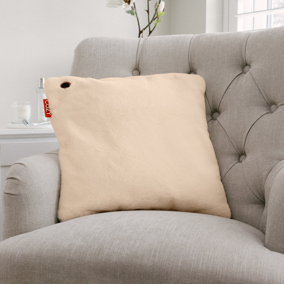 Bodi-Tek BT-CSHT2-F-BG-PB10 COZY Una Heated Comfort Cushion & Power Bank 10000 mAh, Beige