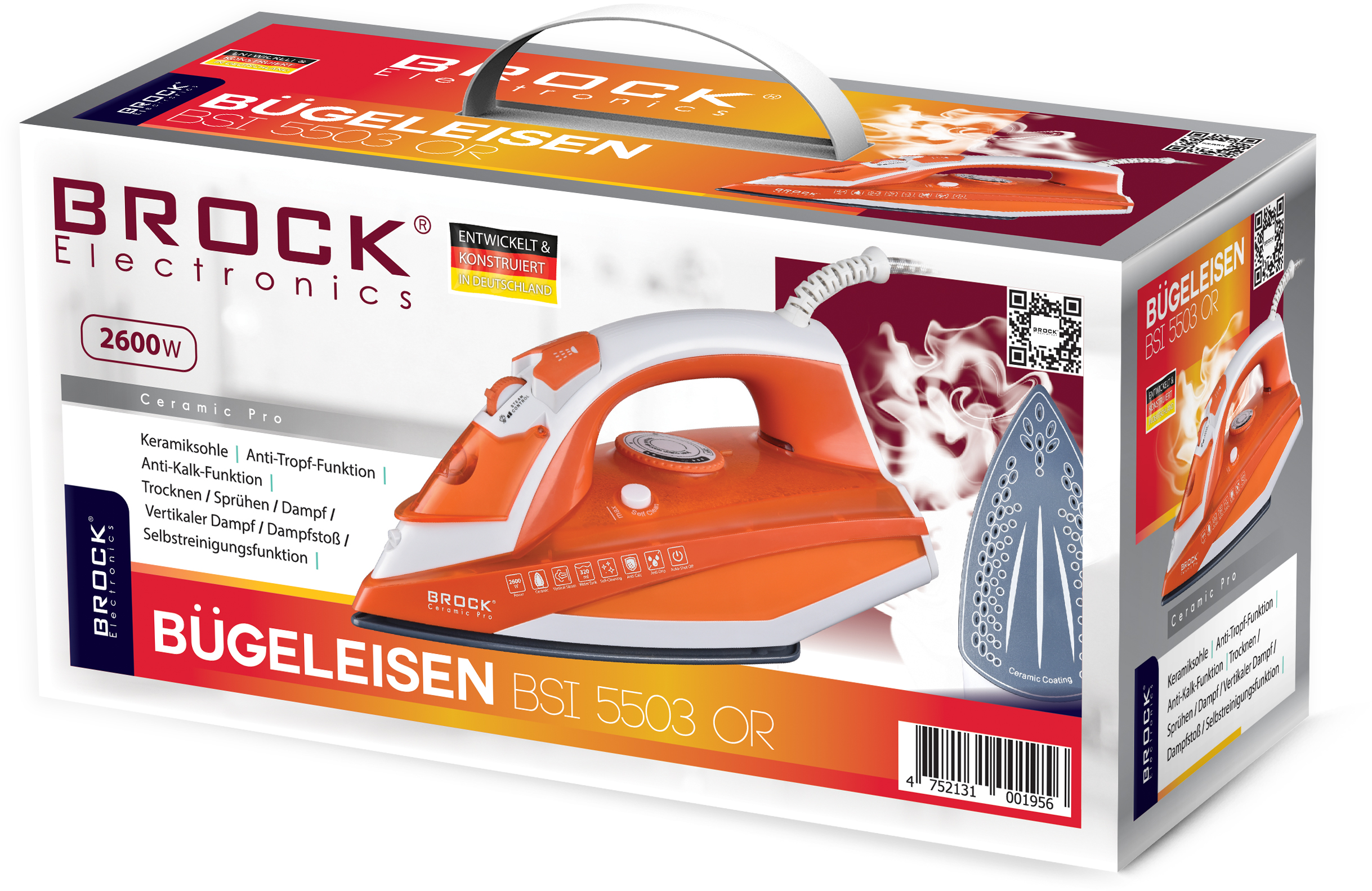 Brock BSI 5503 OR Steam Iron 2600W, Orange
