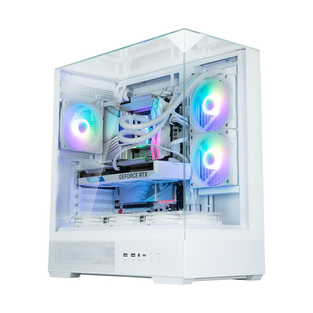Zalman P40 PRISM PLUS, ATX Mid Tower PC Case, 3  x 120mm ARGB Fans, White
