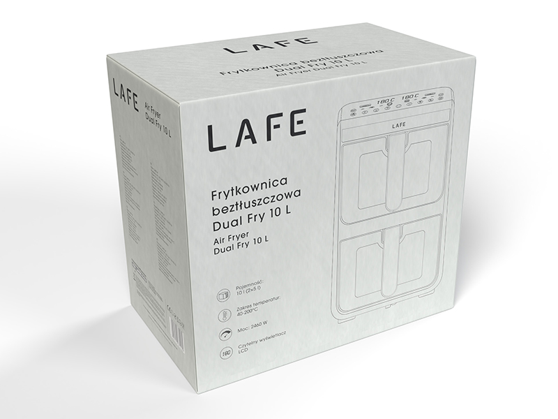 Lafe 47476 Air Fryer Dual Fry 10L, Black