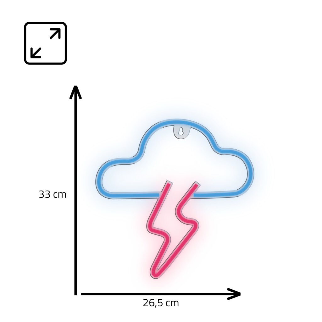 Manta SNL71BL Style Neon Lights CLOUD WITH LIGHTNING Blue-Pink