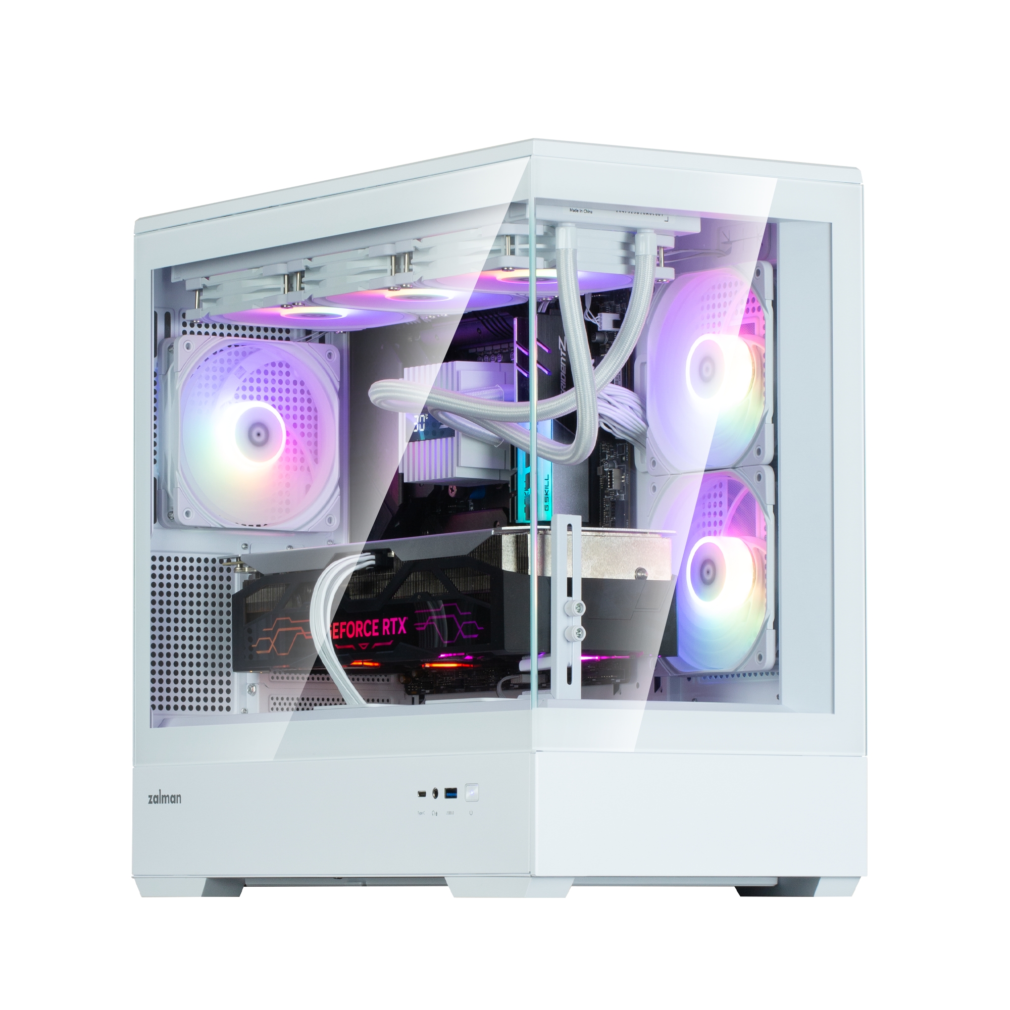 Zalman P30 V2, mATX Mini Tower PC Case, 3 x 120mm ARGB Fans, White