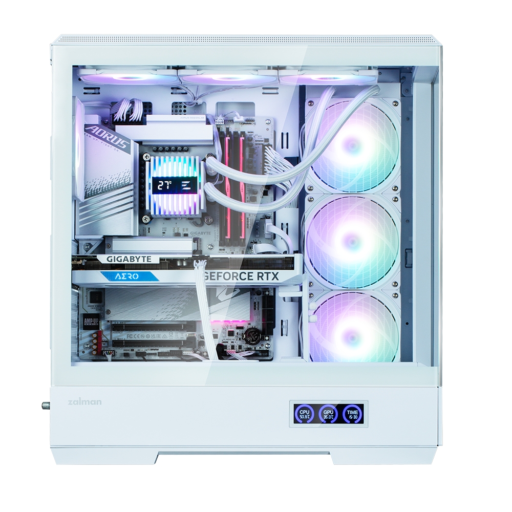 Zalman P50 DS, ATX Mid Tower PC Case, 4  x 120mm ARGB Fans, White