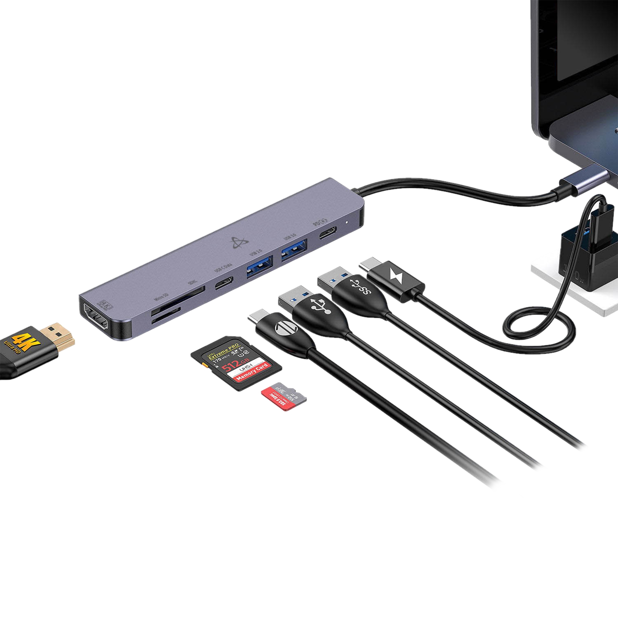 Sbox H-999 7in1 USB-C HUB, Silver