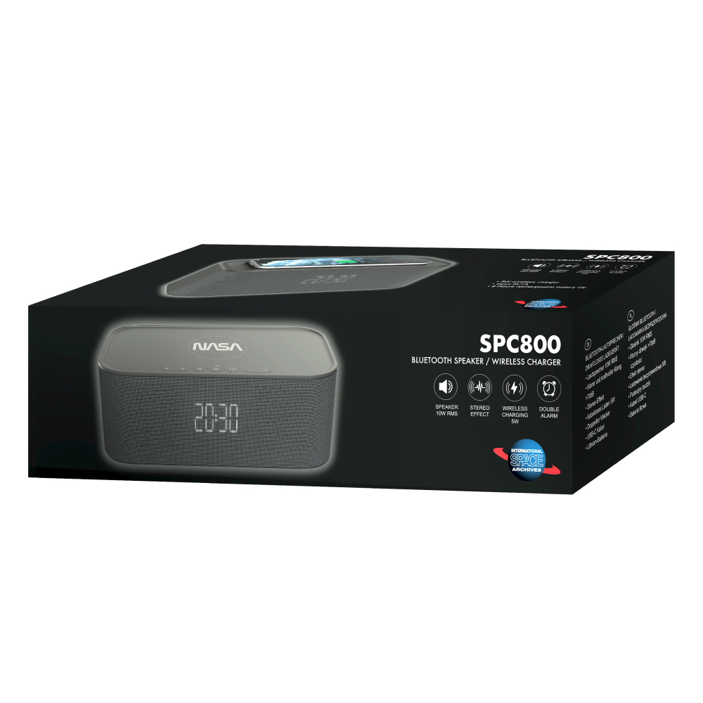 NASA SPC800  Bluetooth Speaker/ Alarm Clock/ Wireless Charger