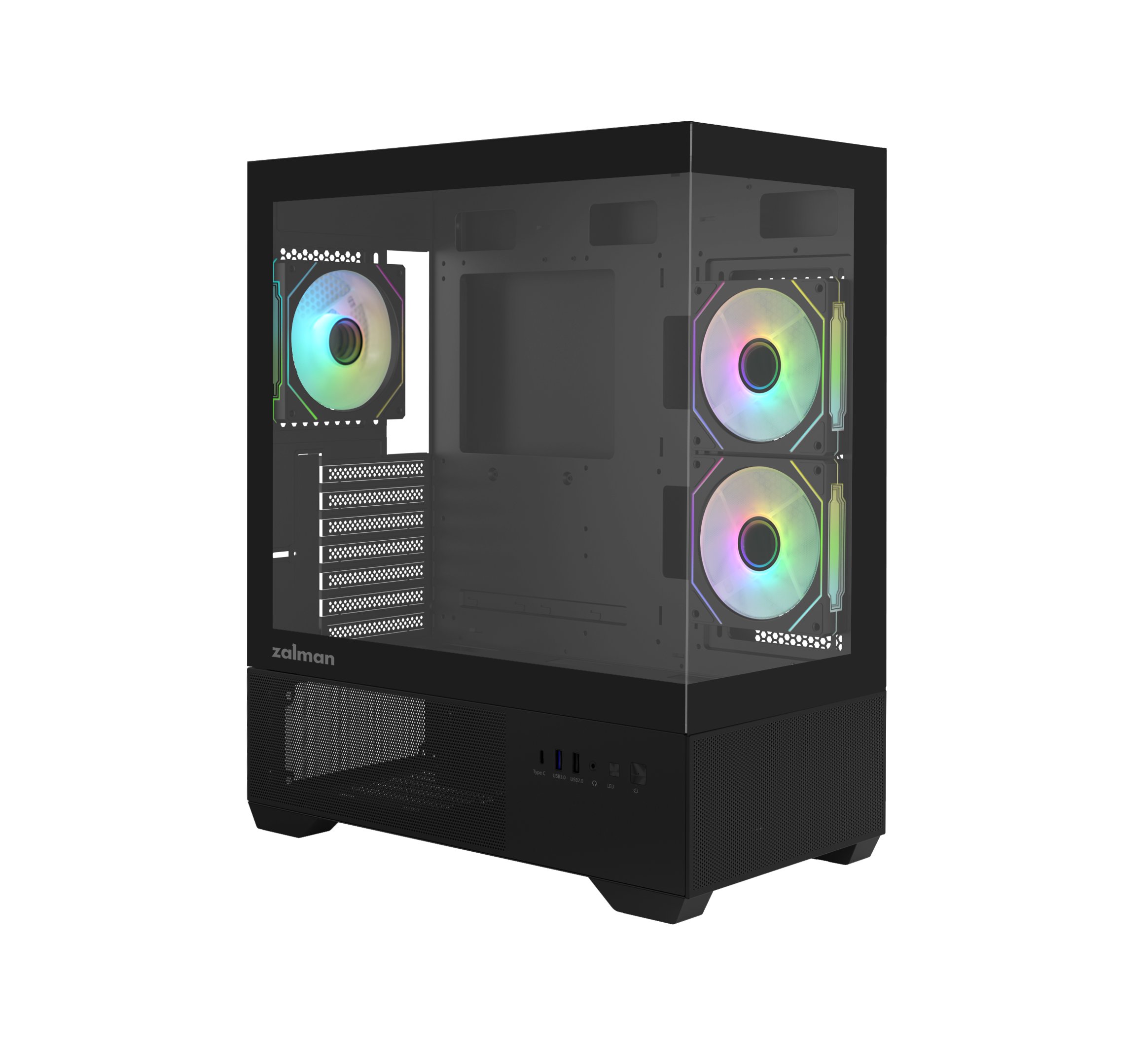 Zalman CHRONIX V2, ATX Mid Tower PC Case, 3 x 120mm ARGB Fans, Black