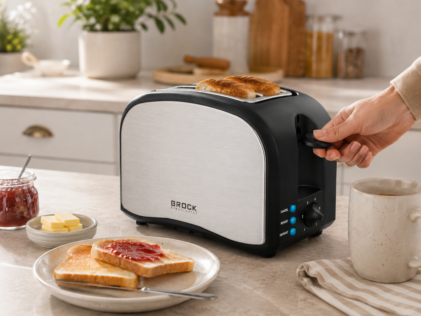 Brock BT 1003 SS Toaster 800W, Black/Steel