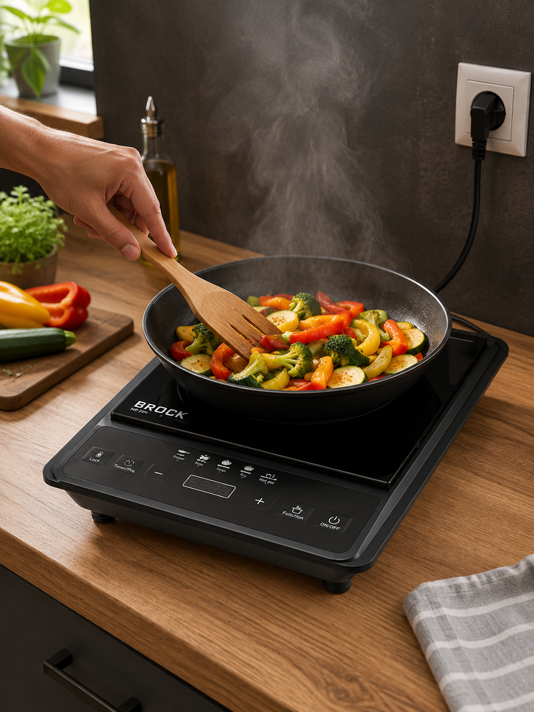Brock HP 2009 Induction Cooker 2000W, Ceramic Surface 250x250 mm, Black
