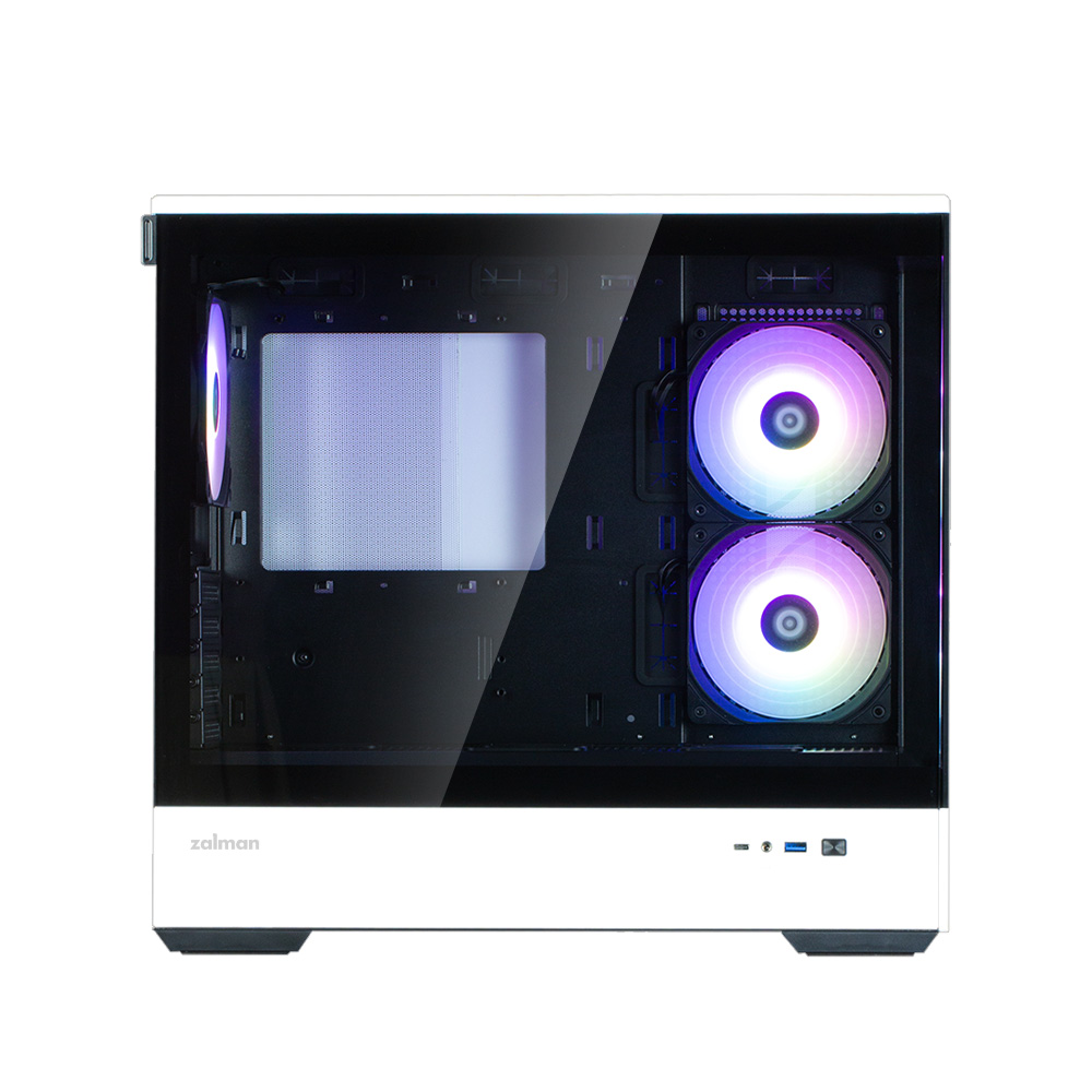 Zalman P30 BW, mATX Mini Tower PC Case, 3 x 120mm ARGB Fans, Black/White