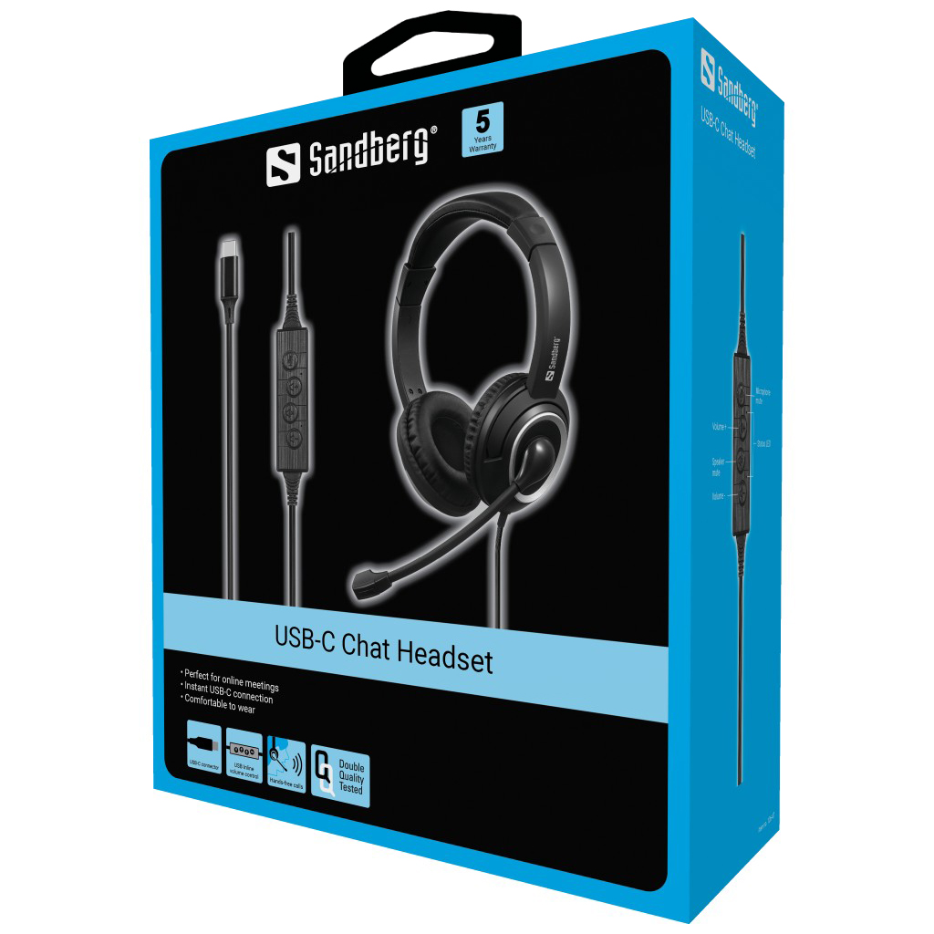 Sandberg 126-47 USB-C Chat Headset, Black