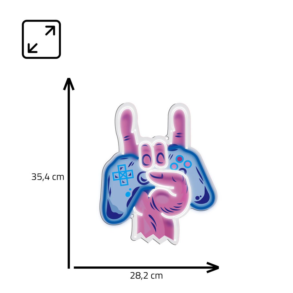 Manta SNL109MT HAND WITH GAMEPAD Style LED Neon Lights, Plexiglass, Multicolor