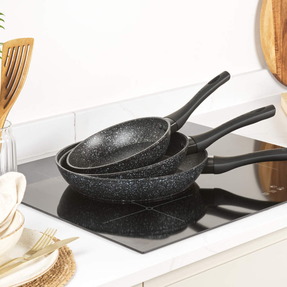 Salter BW11459BRMFOB Megastone Thermo Collar 3-Piece Frying Pan Set - 20/24/28cm