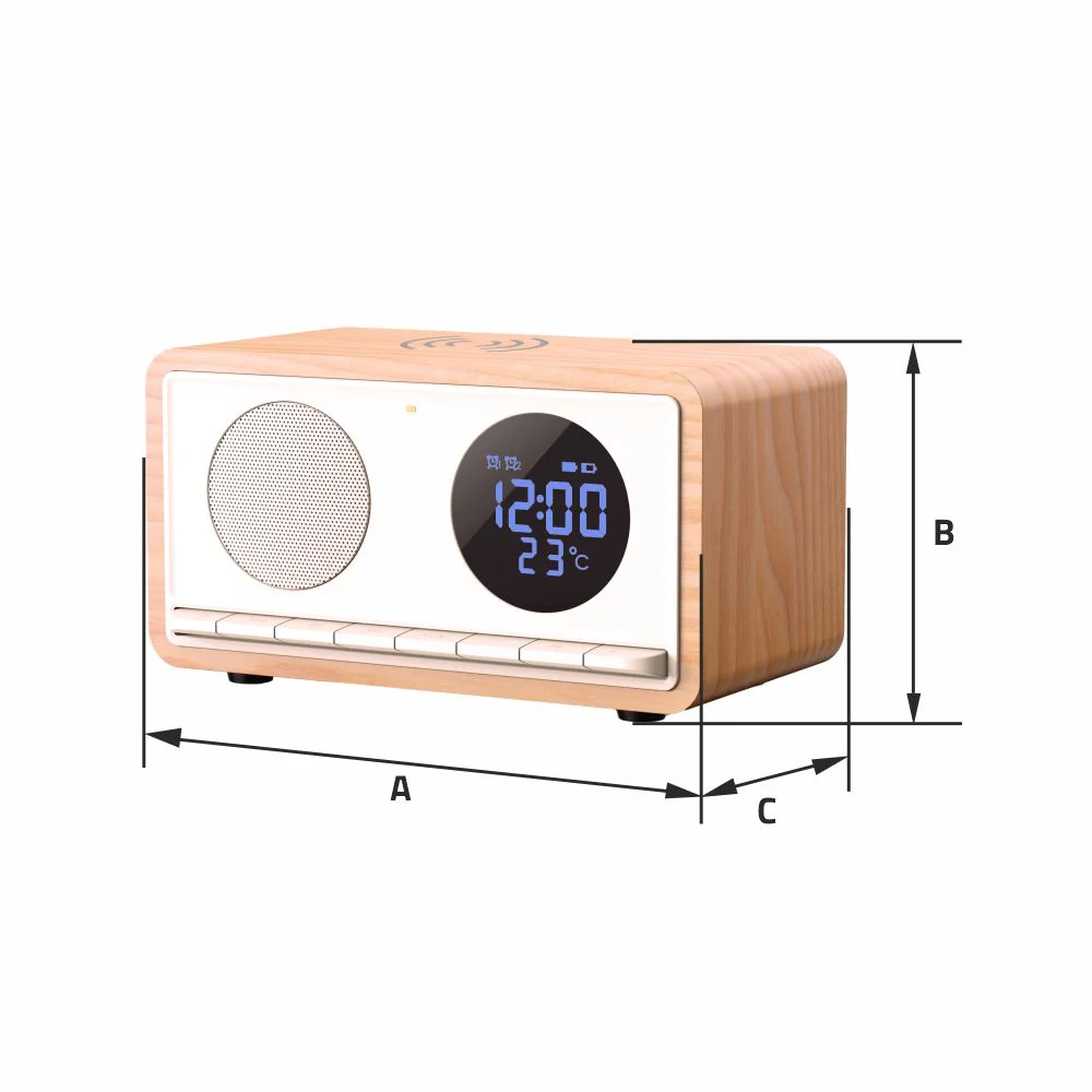 Manta RDI912W RIMINI Ecru Wireless Charging Clock Radio, Wood/ White
