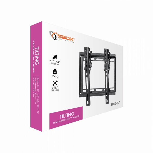 Sbox PLB-3422T Tilting Flat Screen LED TV Mount 23"-43" 35kg