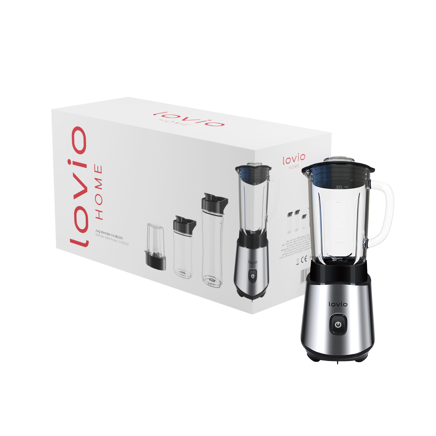 Lovio LVJBL001 Jug Blender, Black/Transparent