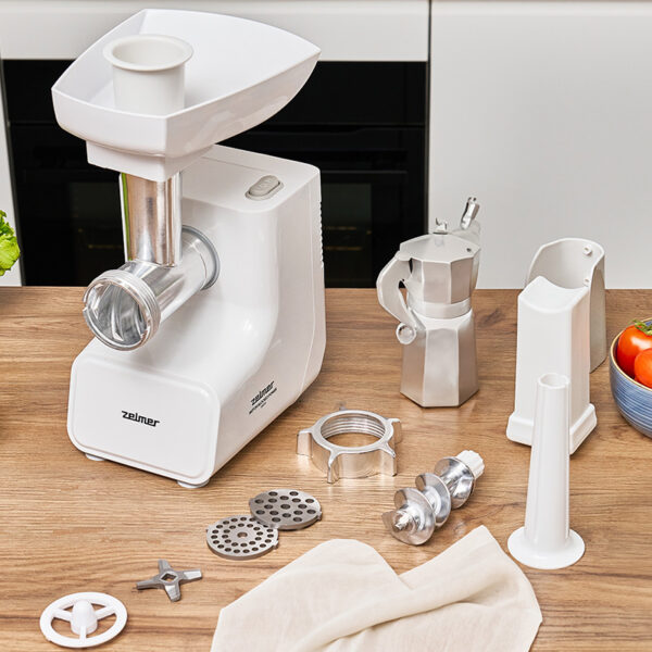 Zelmer ZMM3511B Meat Mincer, White/Steel