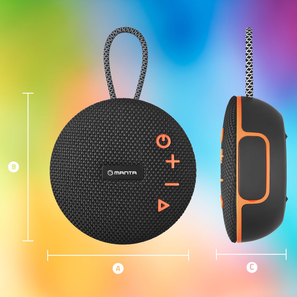 Manta SPK02GO Portable Bluetooth Speaker, Black/Orange