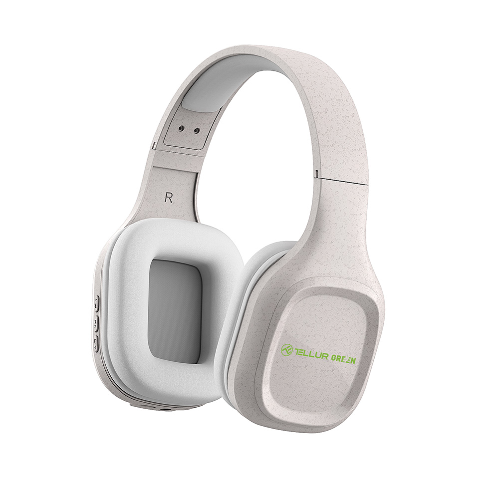 Tellur Green Bluetooth Over-Ear Foldable Pulse Headphones, Cream-Colored