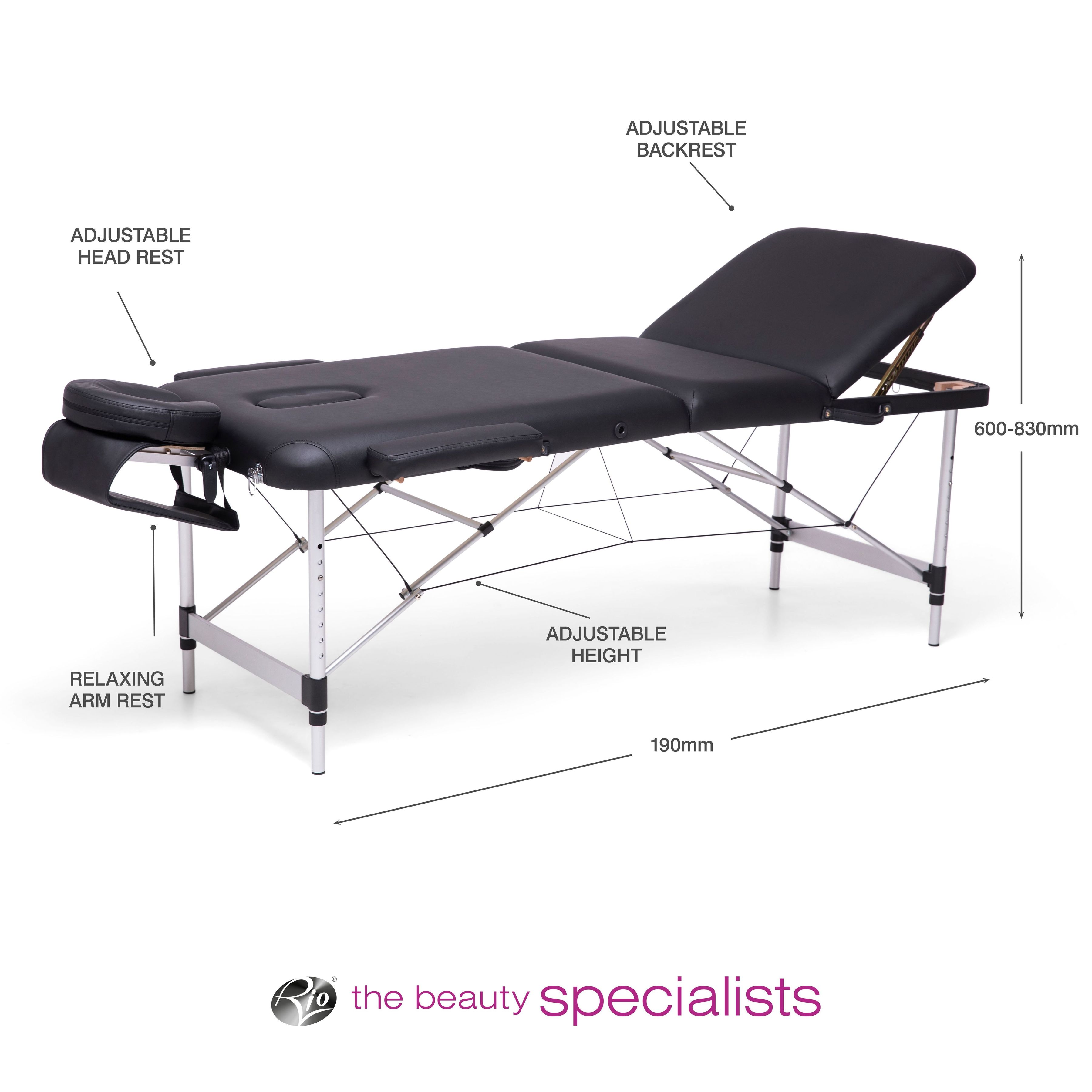 Rio MATM-EU/1.1 Professional Aluminium Massage Table &amp; Treatment Couch