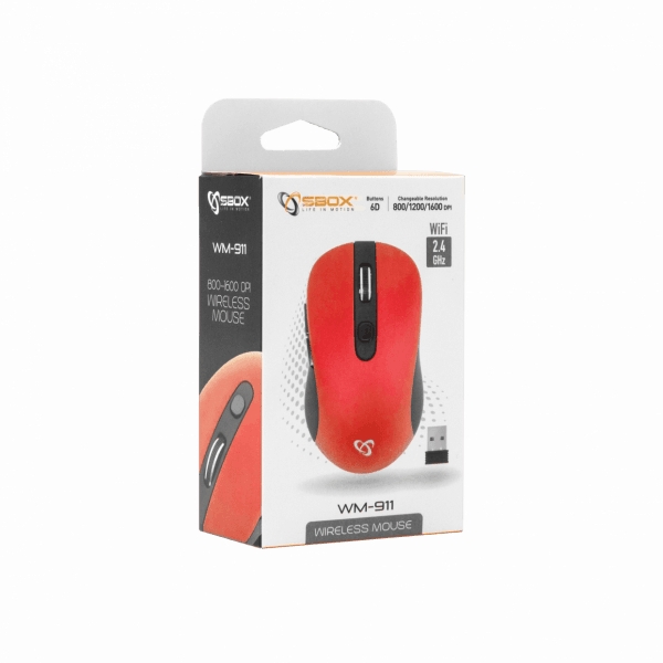 Sbox WM-911R Wireless Mouse, Red