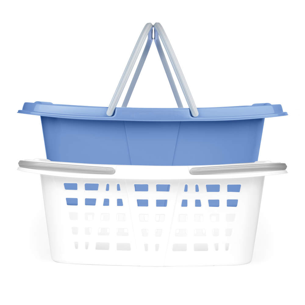 Beldray LA030450CRNFPEU7  Set Of Two Laundry Baskets 2 x 26L, White/Blue