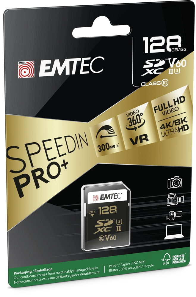 Emtec SDXC 128GB UHS-II V60 SpeedIN Pro+