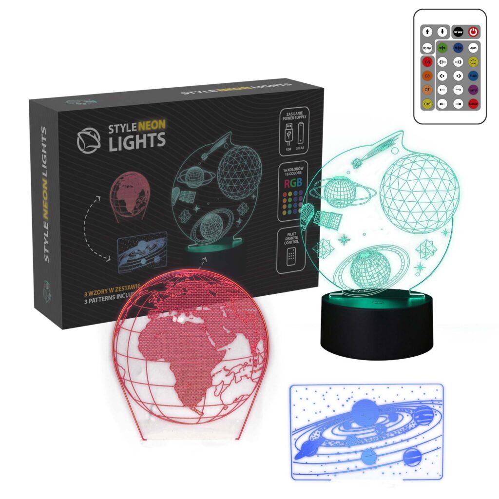 Manta SNL118RGB LED Lamp, Kosmos RGB 3D Light Decoration