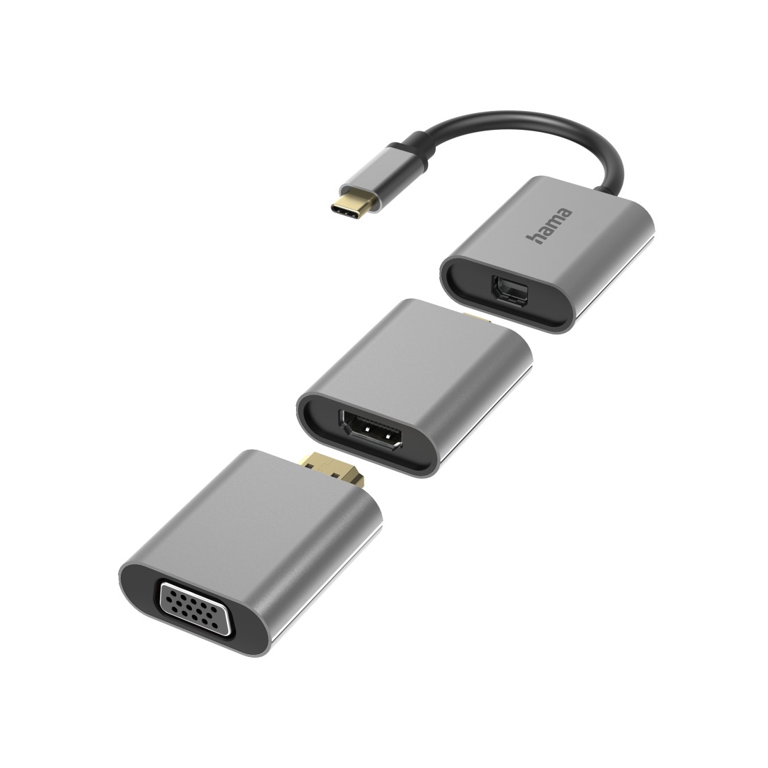 Hama 00200306 6-in-1 Adapter Connect2Go, USB-C, Mini-DisplayPort, HDMI, VGA
