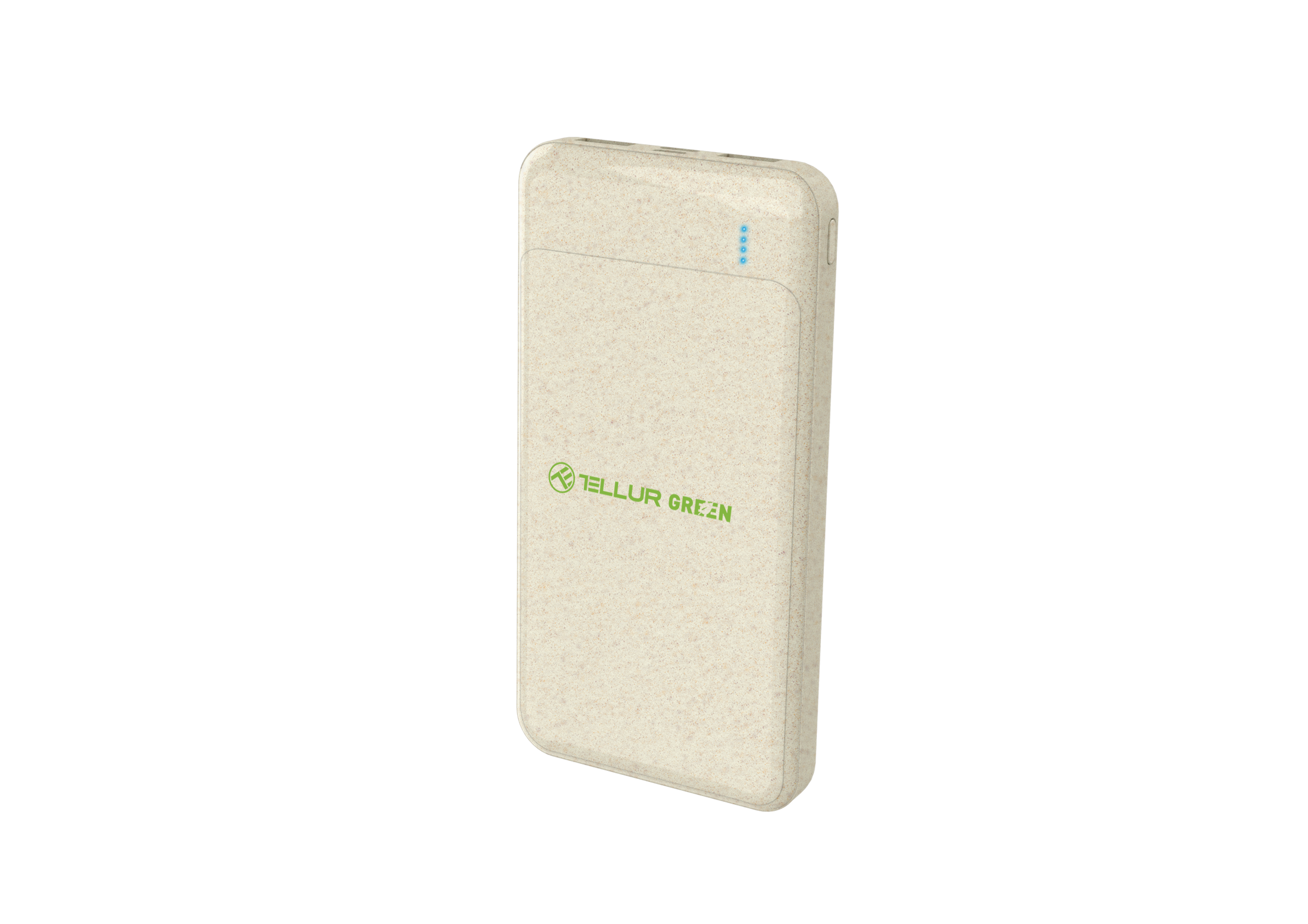 Tellur PD103 Green Power Bank 10000mAh, with 2x Quick Charge 3.0 ports + 18W Power Delivery, cream-colored