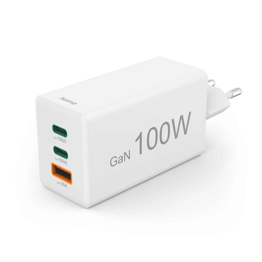 Hama 00125140 charger 100W GaN PD QC 2× USB-C 1× USB-A